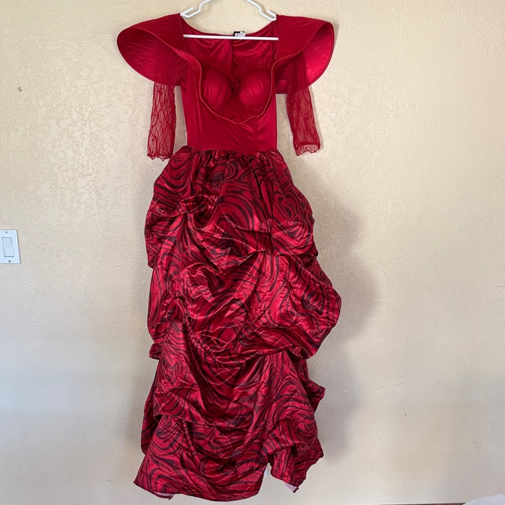 ✨ Queen of Hearts Halloween Womens Red Gown Costume Cosplay